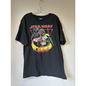 STAR WARS BOBA FETT SHORT SLEEVE BLACK LICENSED T-SHIRT SIZE XXL FIFTH SUN FLAME